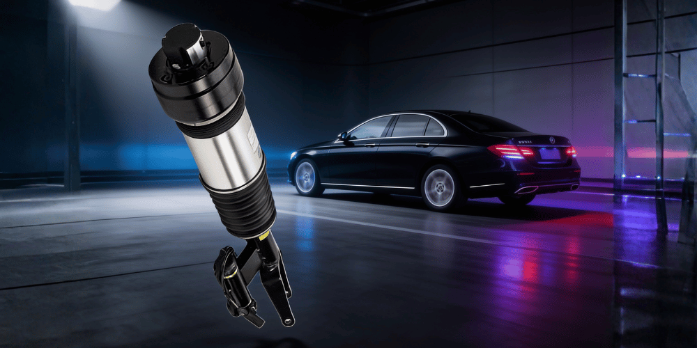 European vehicle air suspension strut and air spring assembly