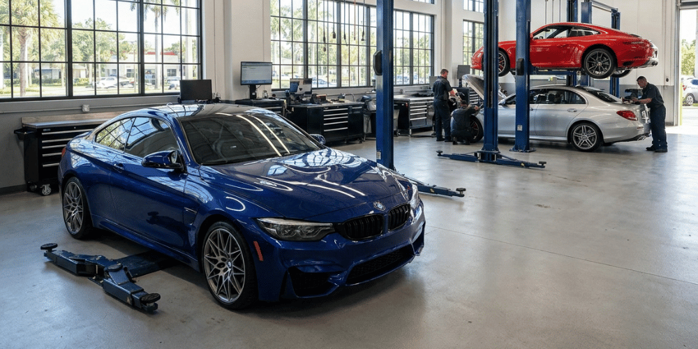 German car in werk shop