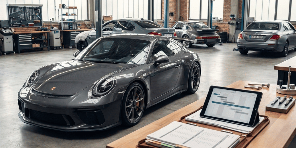 Porsche 911 being maintained by Bavarian Werk Shop
