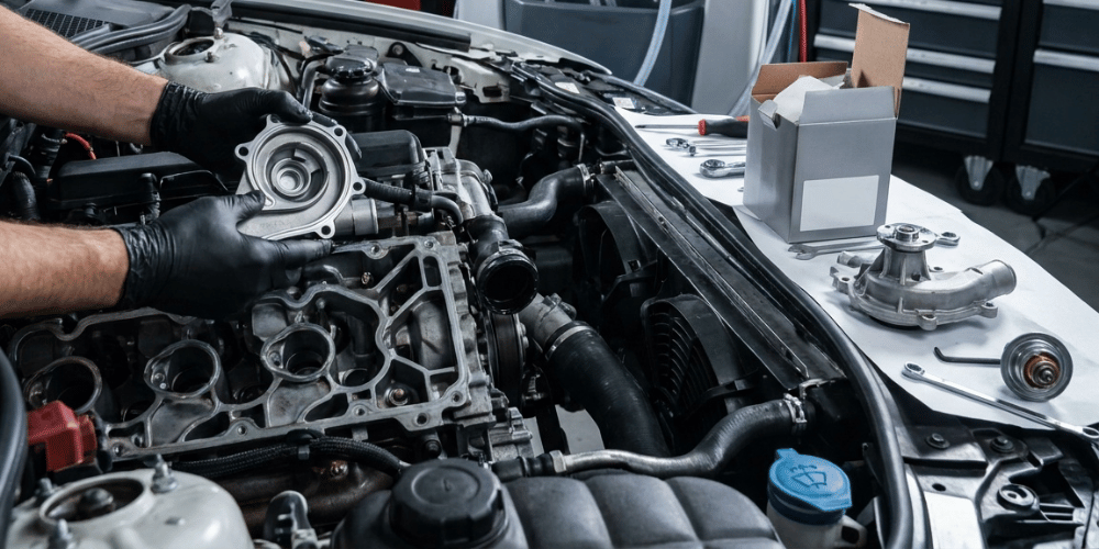 Water pump and thermostat replacement