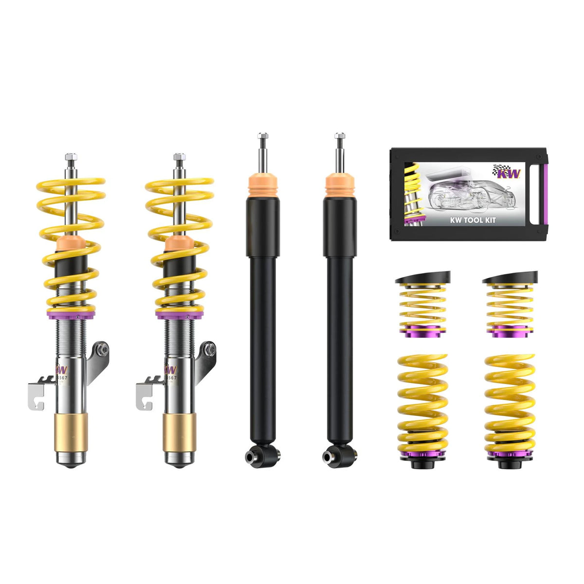 KW V1 Coilover Kit Bundle for 2014–2020 BMW 328d xDrive / BMW 328i GT xDrive / BMW 328i xDrive + More, part 102200AE, image 1