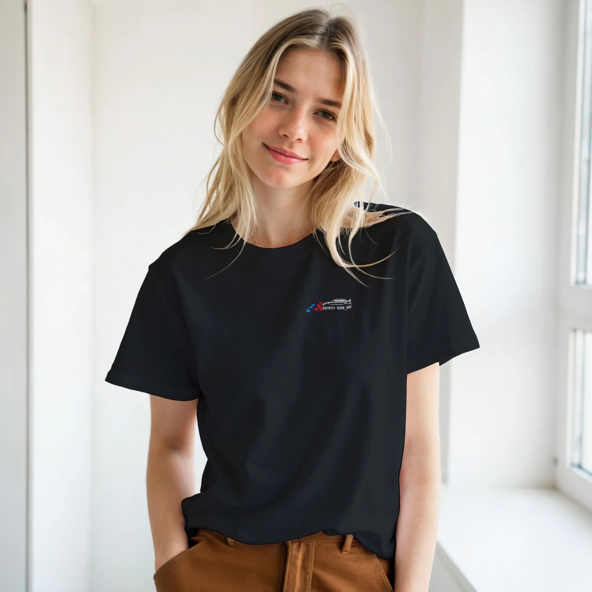 BMW Enthusiast in a Bavarian Werk Shop Tee Shirt