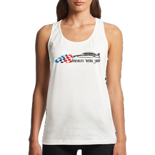 Woman in Bavarian Werk Shop Racerback Tank Top in White