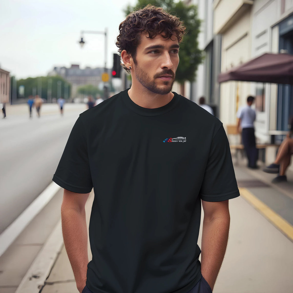 BMW Enthusiast in a Bavarian Werk Shop Tee Shirt